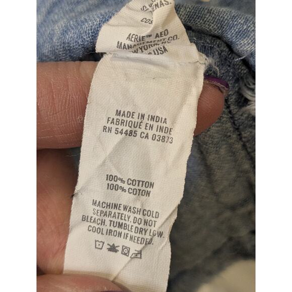 AERIE Gauzy Cover Up Shirt Pool to Party Oversize Button Up Blu Women Size Small - Picture 5 of 5